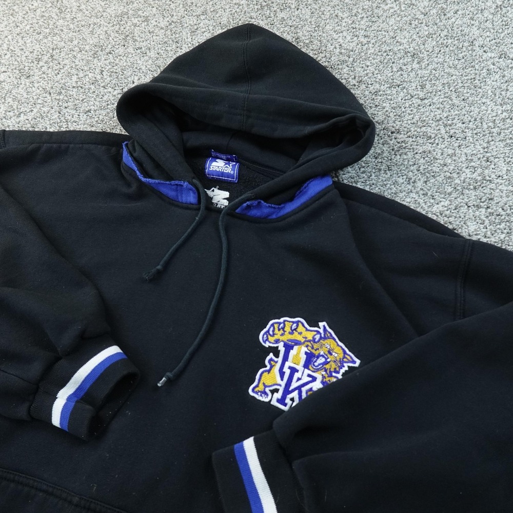 VTG Kentucky‎ Wildcats Hoodie Mens L Black NCAA Starter Pullover Sweatshirt 90s